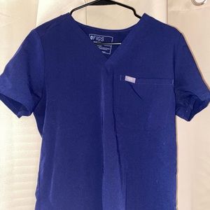 Barely used Figs, small, navy blue v-neck top. Good condition!